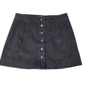 Madewell black denim front button skirt